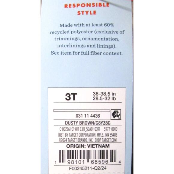 Cat & Jack Girl's Dusty Brown Pullover Top Long Sleeves Ruffles Ruched Size 3T - Picture 5 of 5